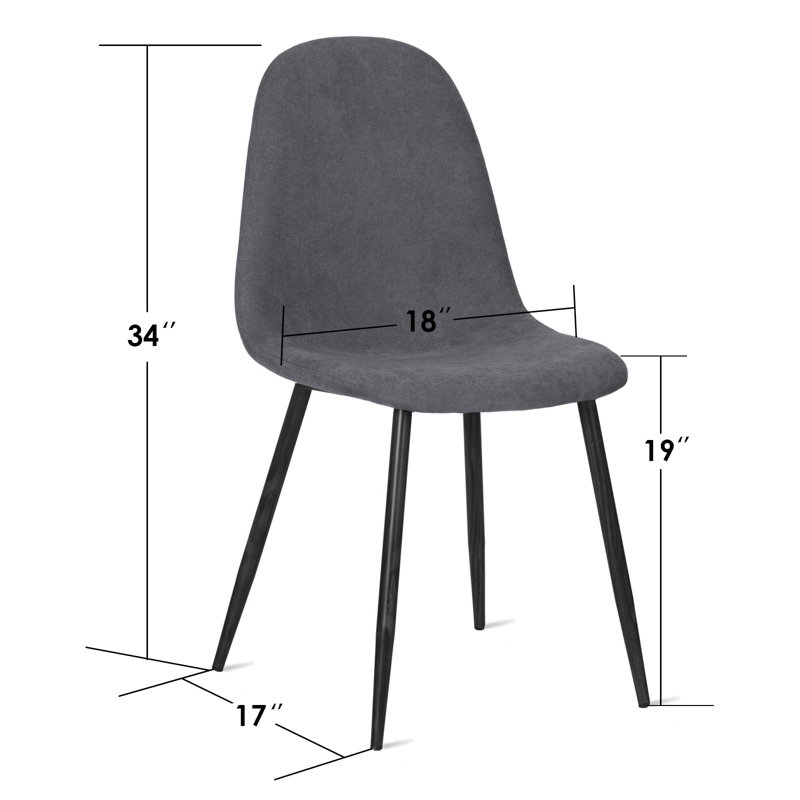 Chaises d'appoint rembourrées Delfinia, Tissu en ratine gris, Noir