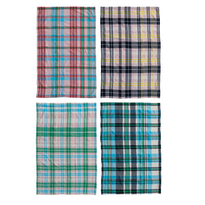 4-Piece Printed Microfiber Tea Towel With Plaid Pattern