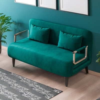 Velvet 55″ Convertible Chair Bed Tri-Fold Sofa Bed Leisure Chaise Lounge Couch with Steel Frame Sleeper Chair