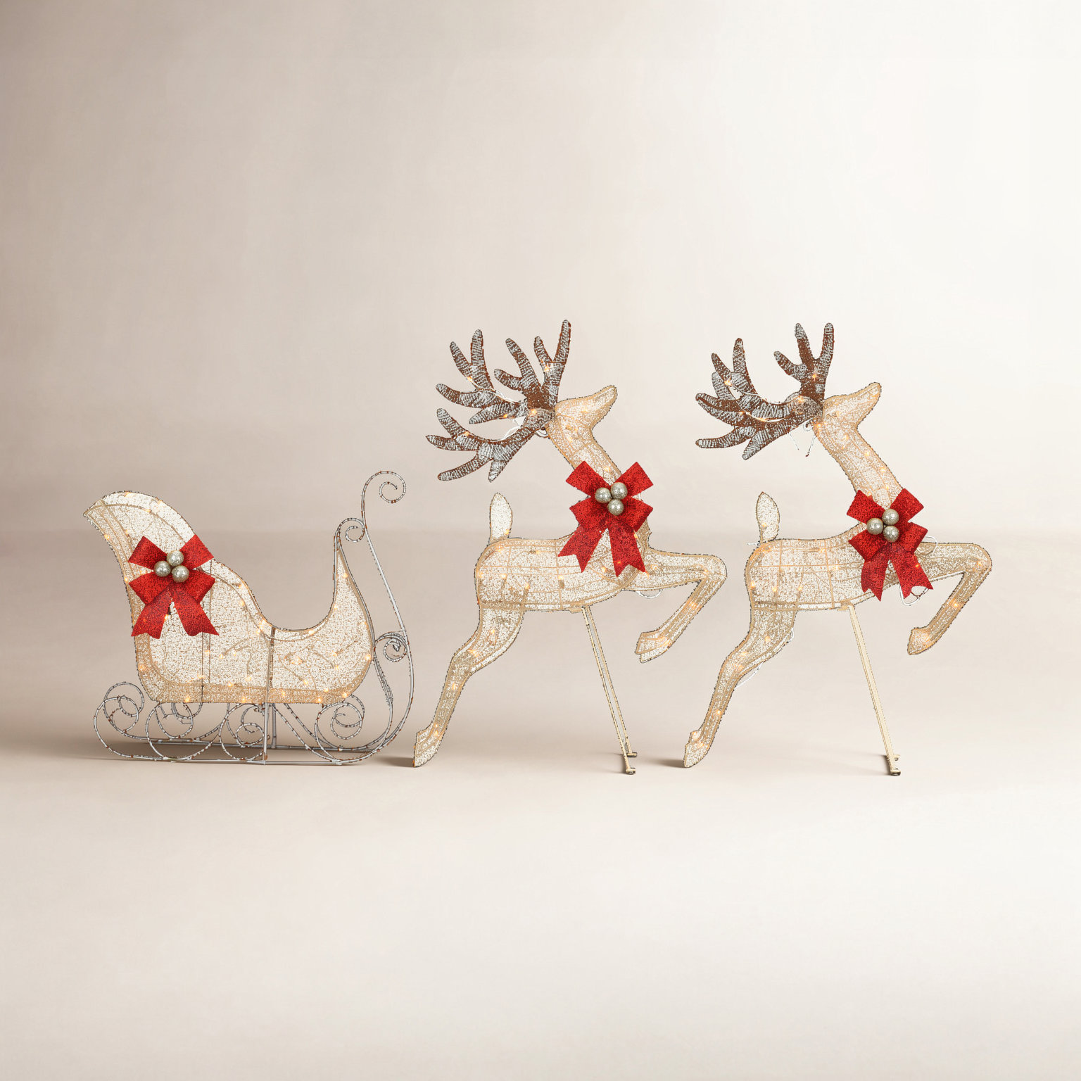 The Holiday Aisle® Lighted Reindeer and Sleigh