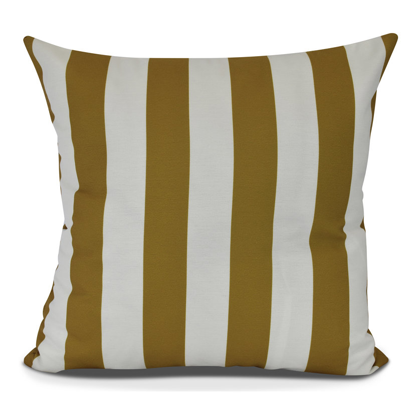 Goals, Gourds, And Gatherings Striped Reversible Throw Pillow, 16" x 16", Yellow
