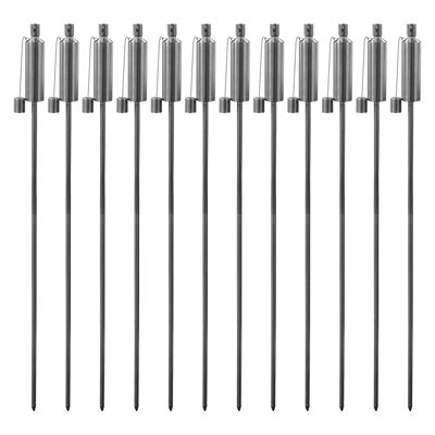 Harbour Housewares - 12x Garden Flame Torches - Cylinder - Silver