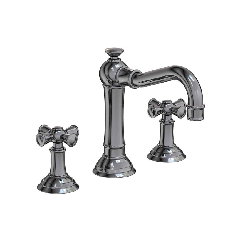 Jacobean Widespread Bathroom Faucet with Drain Assembly, Midnight Chrome