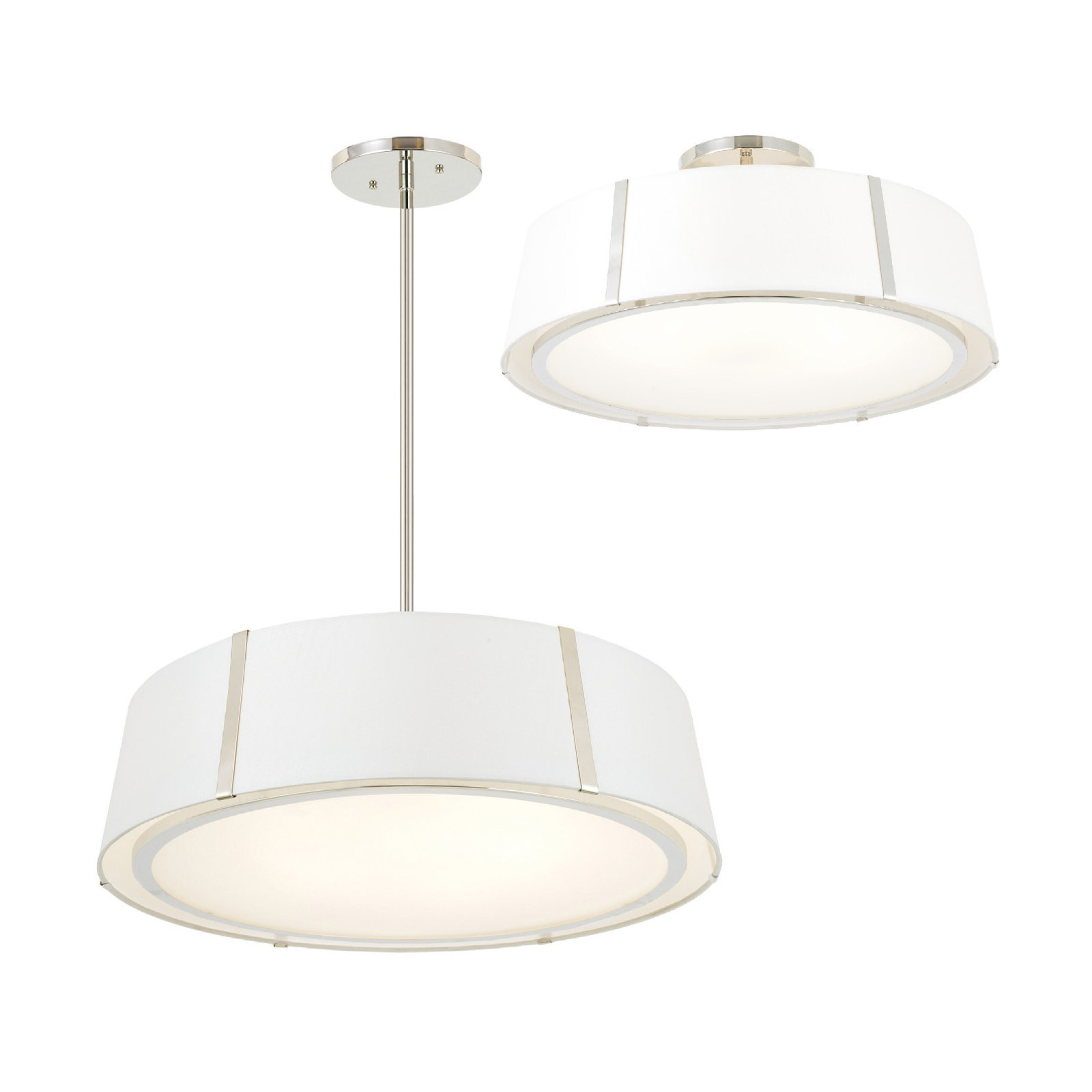 Marietta 6 - Light Dimmable Drum Chandelier, Polished Nickel
