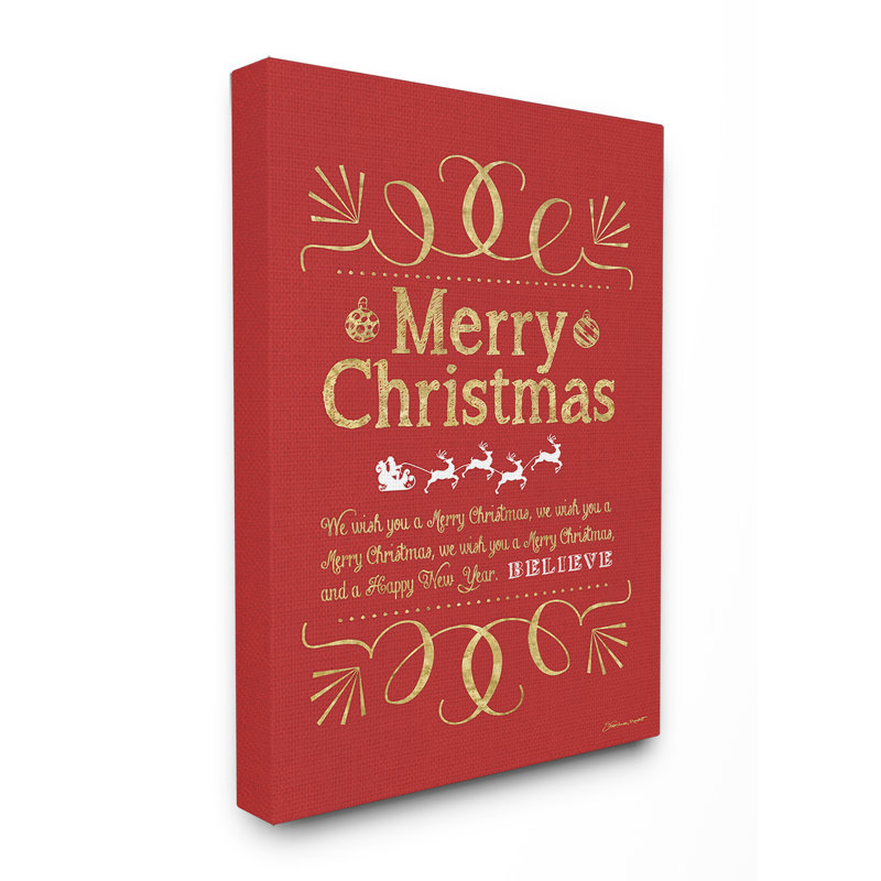 «Merry Christmas» par Stephanie Workman Marrot - reproduction d'art textuel sur toile, H 30 po x l 24 po, Toile tendue