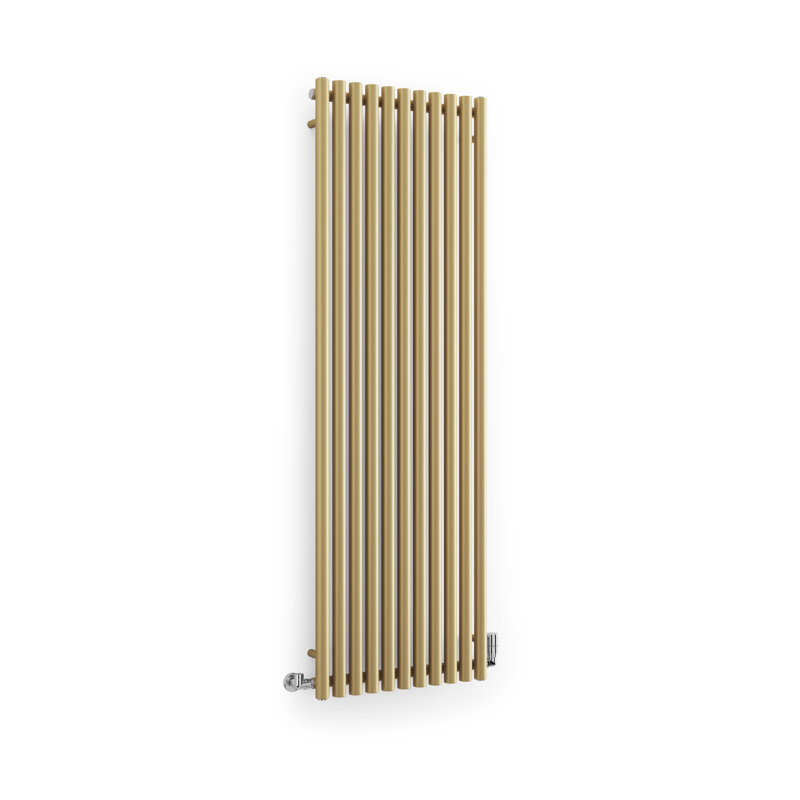 Rolo Room Cylindrical Bar Reversible Designer Radiator, Gold, 1800mm H x 480mm W x 96mm D