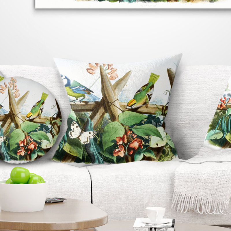 Oiseaux Assis Sur Les Branches Oreiller Animal