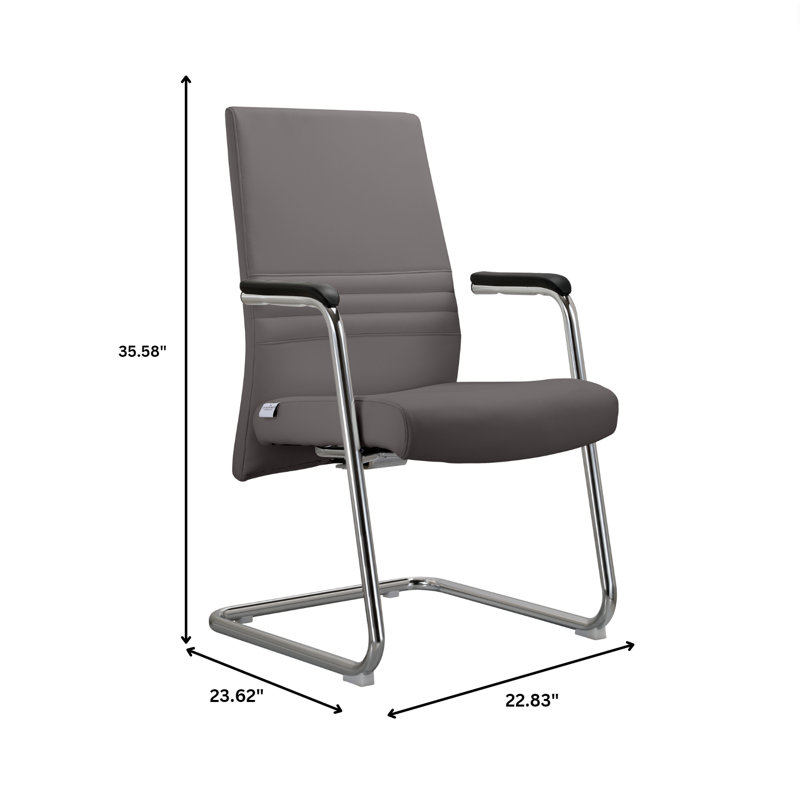 Chaise de bureau rembourrée en cuir Aleen, Gris