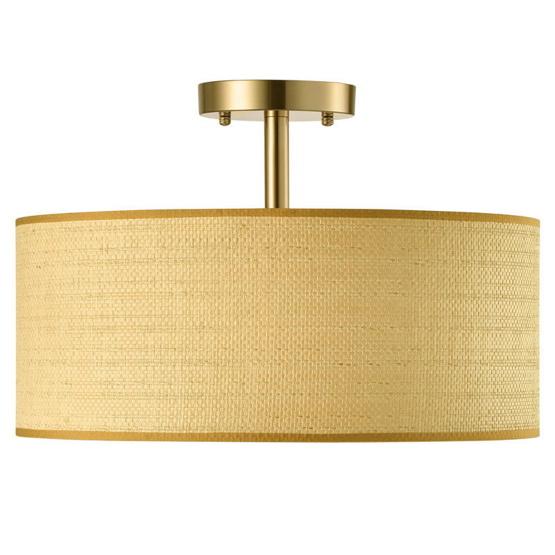 Yaretzi 3 - Light Semi Flush Mount, 7.5" H x 18" W x 18" D, Brushed Brass