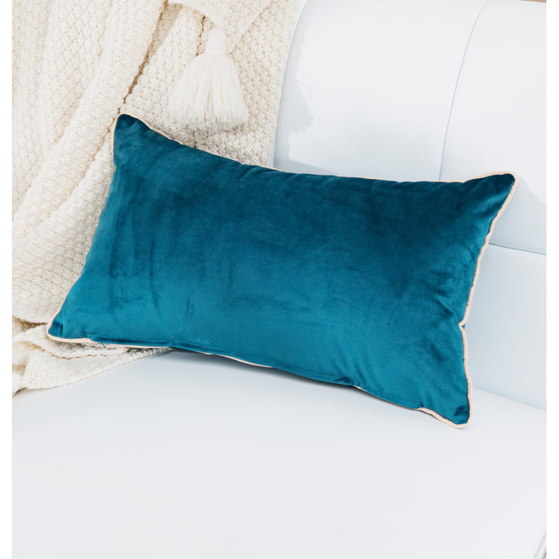 Housse et insert de coussin en velours rectangulaire Rana, Sarcelle