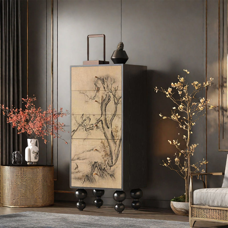 Armoire de rangement en bois grande capacité, Noir/chêne