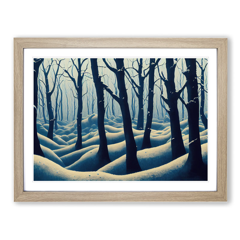XH1022-10199X Winter Forest Vol.6 - Single Picture Frame Print, 34cm H x 46cm W x 2cm D, Oak