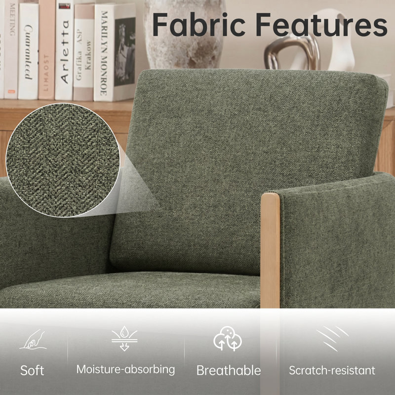 Upholstered Rolling Dining Chair with Under-Seat Storage, Moss Green