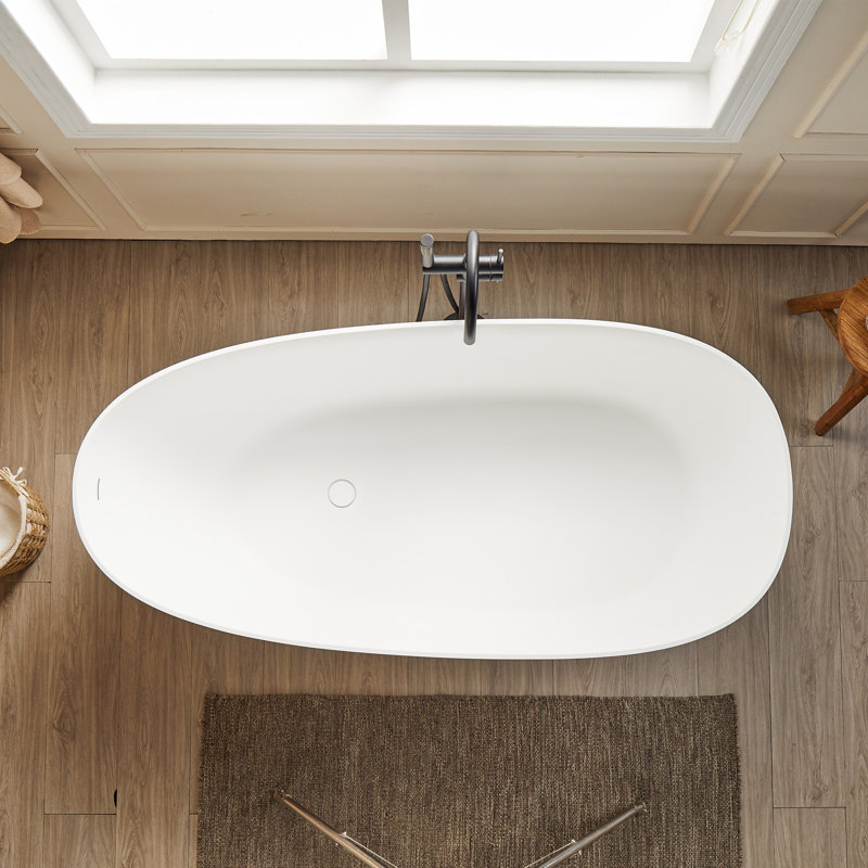 55.12'' x 28.35'' Freestanding Soaking Solid Surface Bathtub