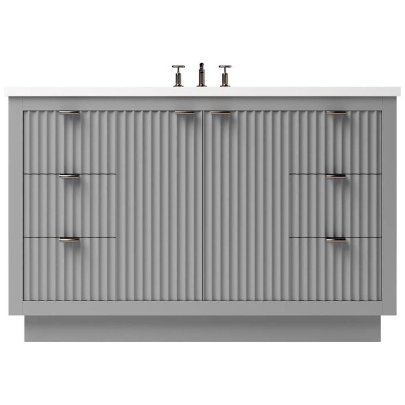 Lecrieú Single Extra Wide Bath Vanity, Platinum Gray, Champagne Bronze, 60"