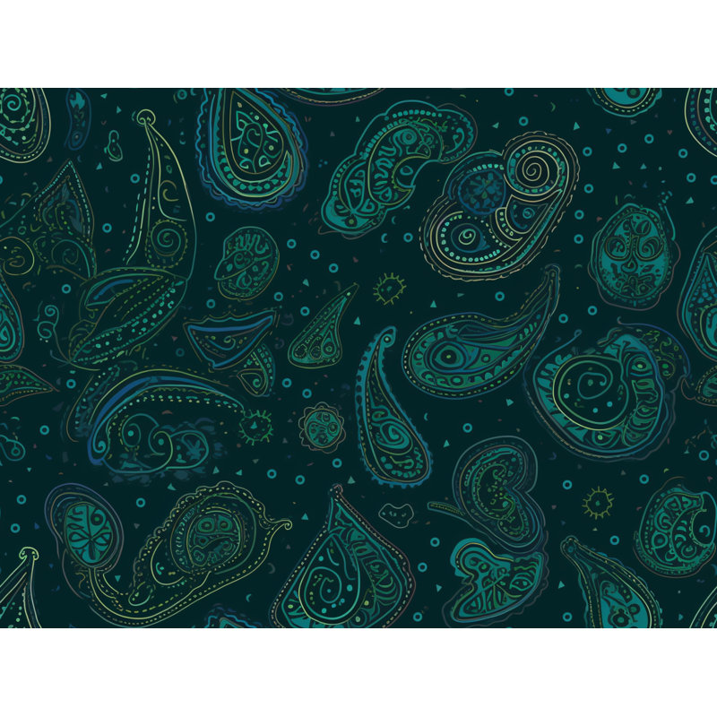 Polyester Comforter, Blue/Green/Black Paisley, Twin Extra Long Comforter
