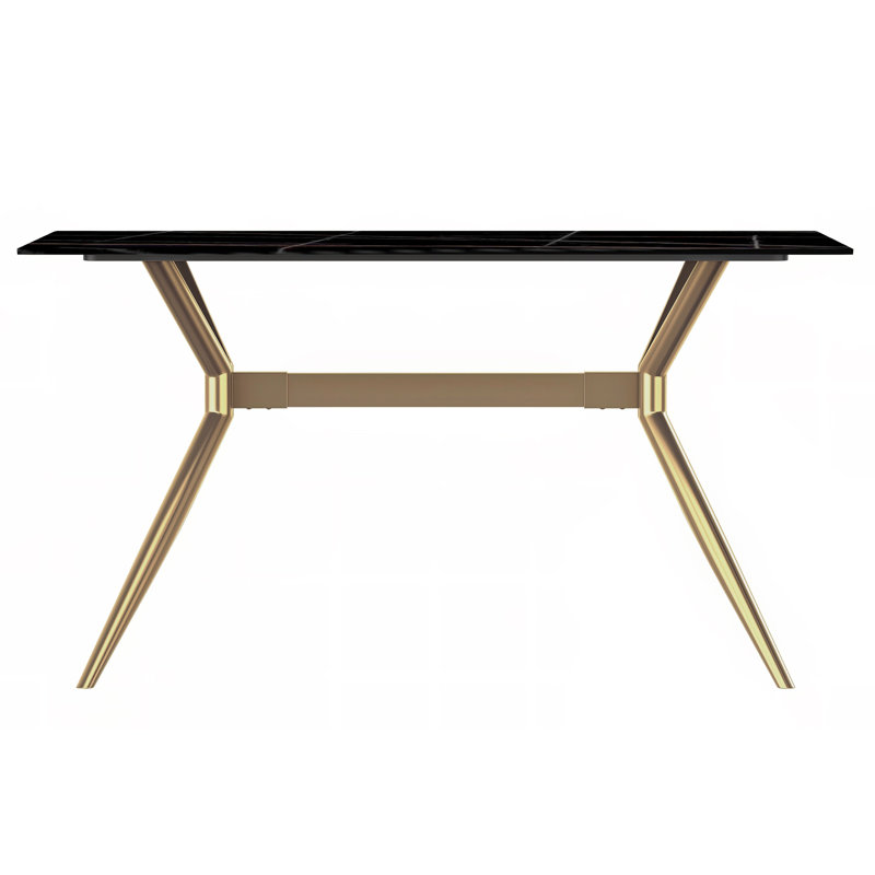 Metal Base Dining Table, 29.9"H x 31.5”L x 55.11”W, Black/Red