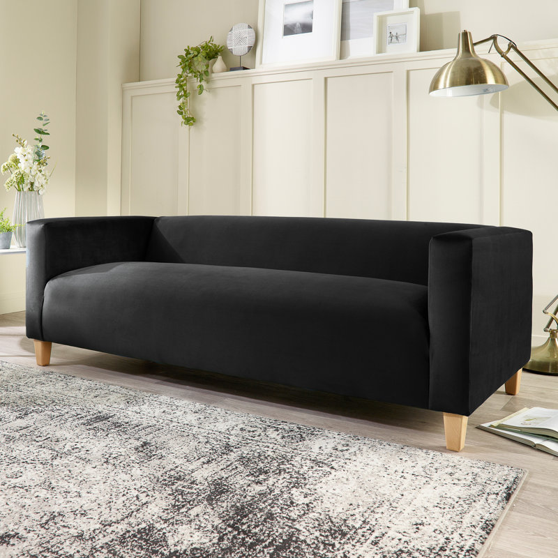 Aunchman 3 Seater Upholstered Sofa, Black