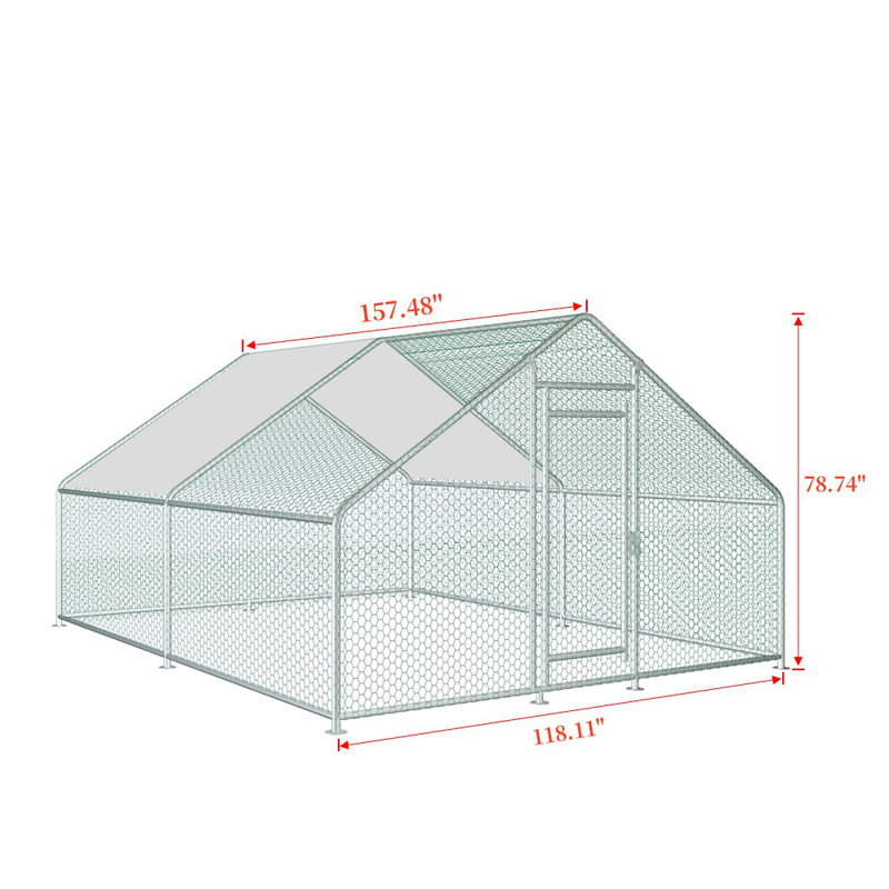 Parc à poules Dannish, H 78,74 po x l 118,11 po x P 157,48 po