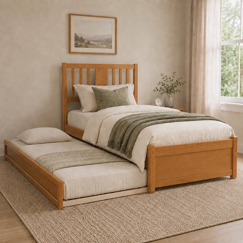 Lit plateforme avec lit gigogne Graham, Twin XL, Light Toffee