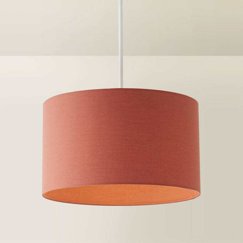 Cotton Blend Drum Pendant Shade ( Slip-On ) in Orange, 20cm H x 35cm W x 35cm D