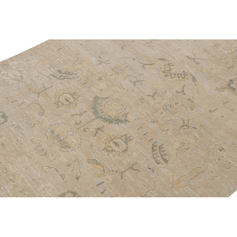 Oushak Handmade Oushak Silk Floral Area Rug, Rectangle 10' x 14'