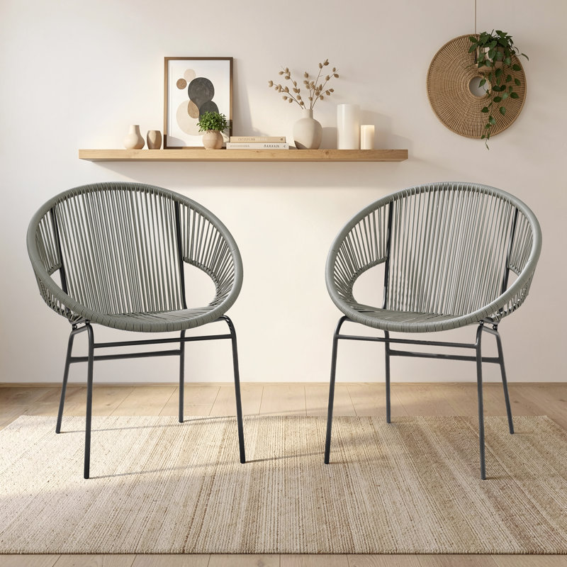 Alamo 26.7" W Papasan Chair, Gray