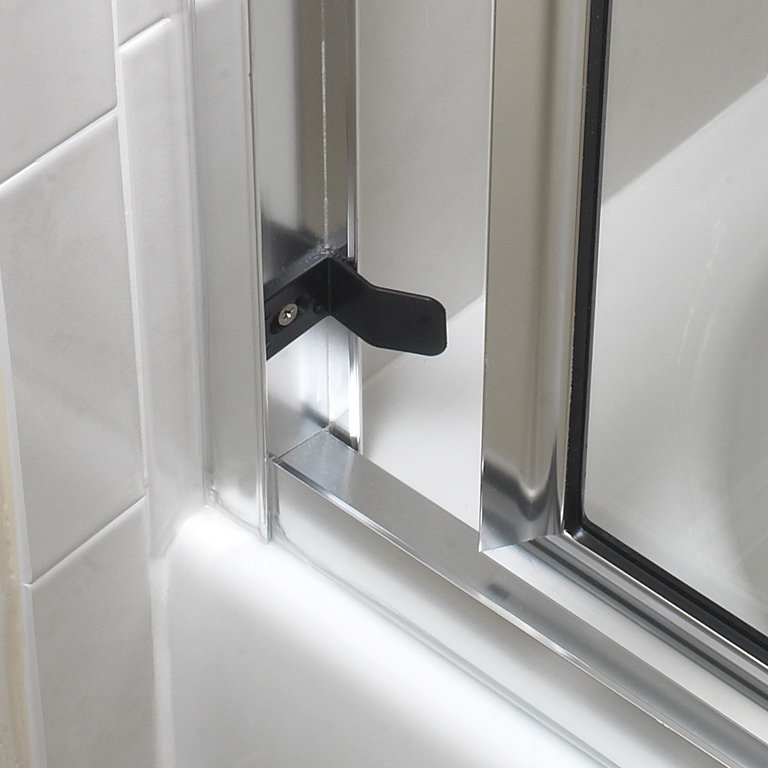Newport Series Framed - W x 58'' H Sliding Door Framed Tub Door with, Brite Silver (Chrome), Clear