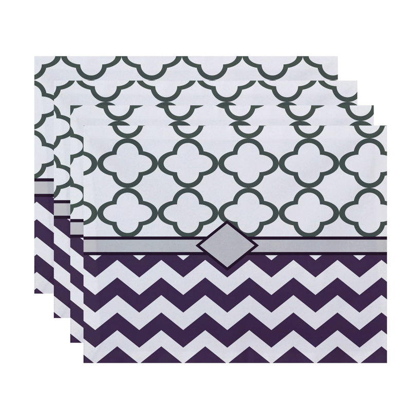 Polyester Geometric Rectangle Placemat, Grey/Purple