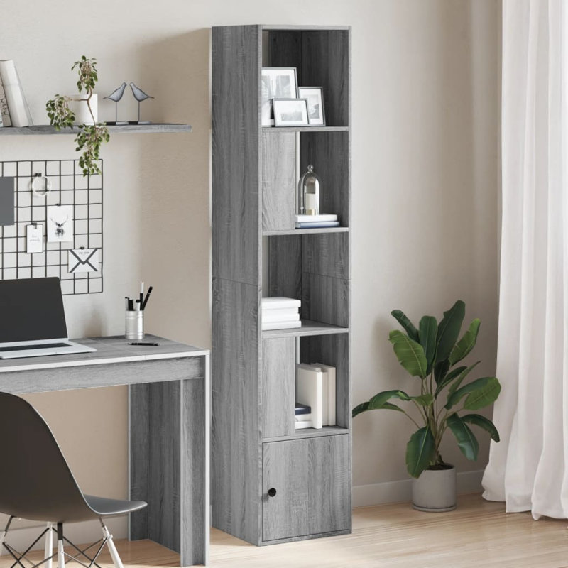 Ayona 189cm H x 40cm W Bookcase, Grey Sonoma