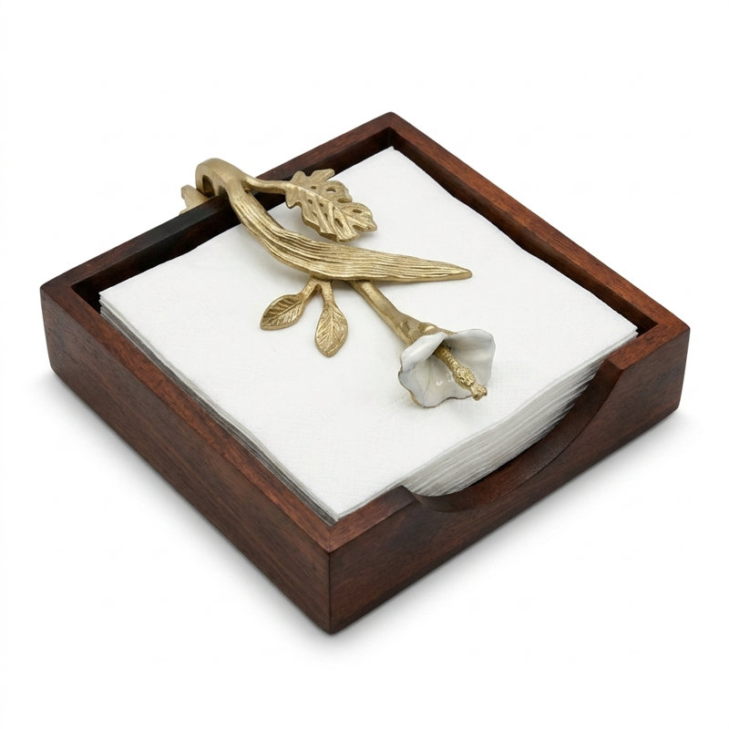 Porte-serviette en bois massif Floral