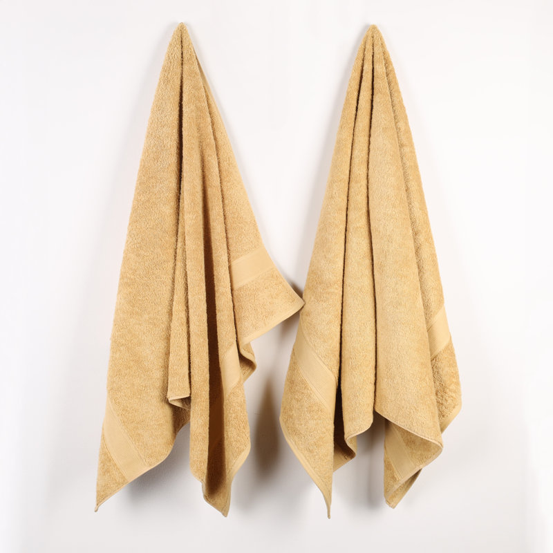 Blue Nile Mills Pure Earth Organic Cotton Oversized Towels, Bath Sheets Set Of 2, Gold