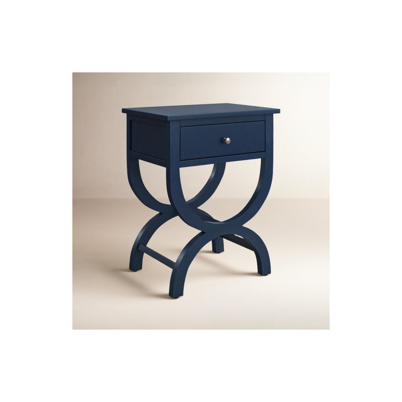 Floris End Table With Storage, Navy