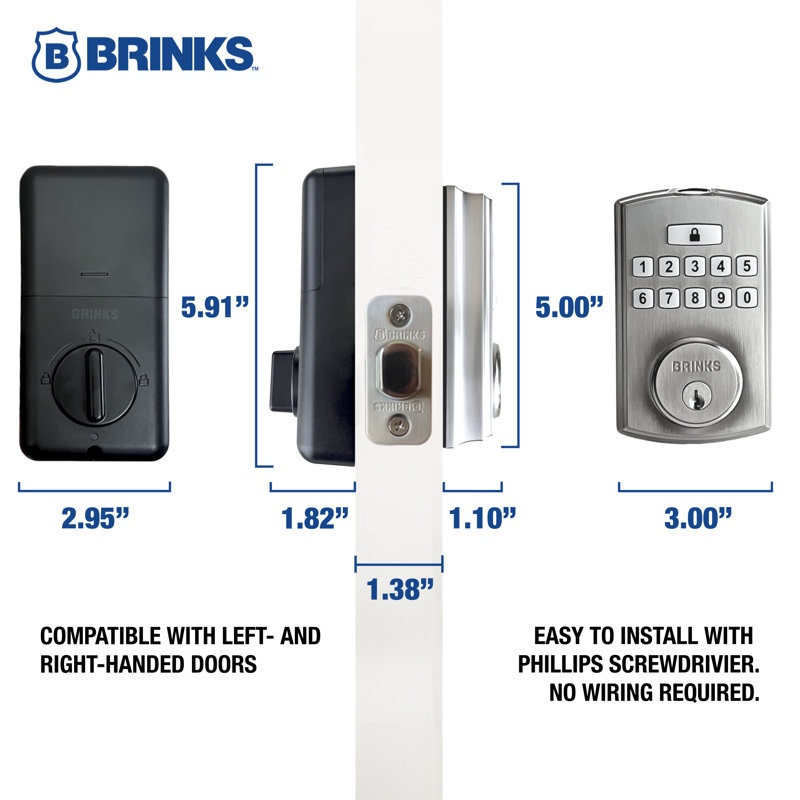 Brinks Electronic Fingerprint Deadbolt, Satin Nickel