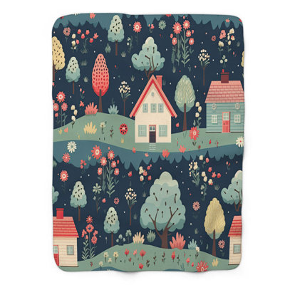 Quaint Homestead Oasis - 1 Piece Premium Sherpa Bl Throw Blanket