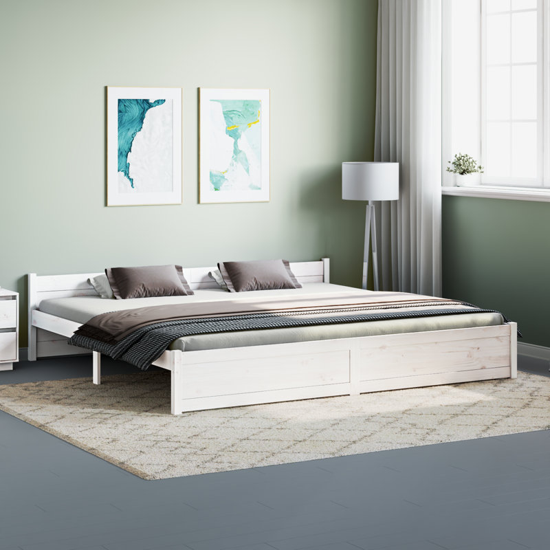 Bed Frame Solid Wood, White, Single (3')