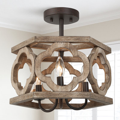 Luther Wood Semi Flush Mount