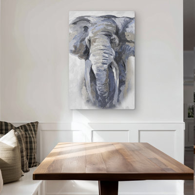 Pastel Blue Elephant - Blue African Metal Print for Home Decor