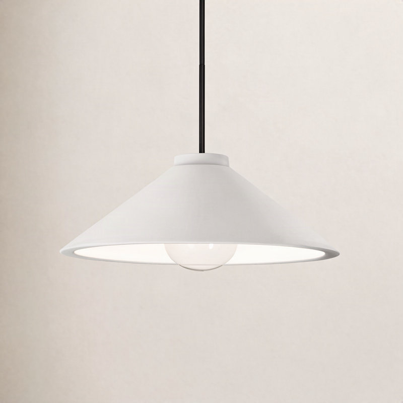 Leni Dimmable LED Single Light Pendant, Matte White, Antique Brass