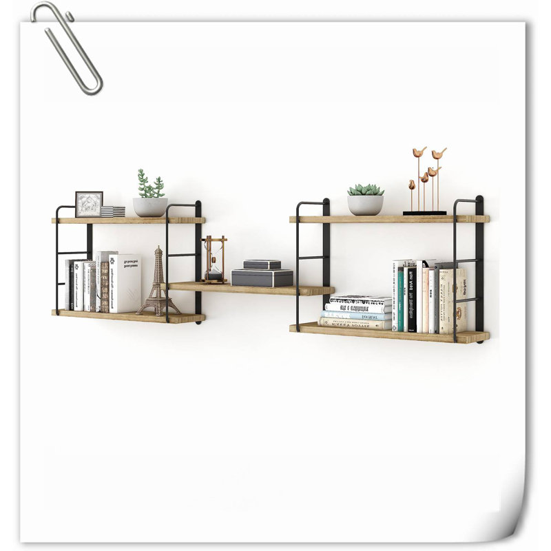 Emmey 4 Piece Wood Floating Shelf, Natural