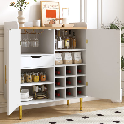 Armoire de bar de style Mid-Century avec portes l 35 po x P 15 po