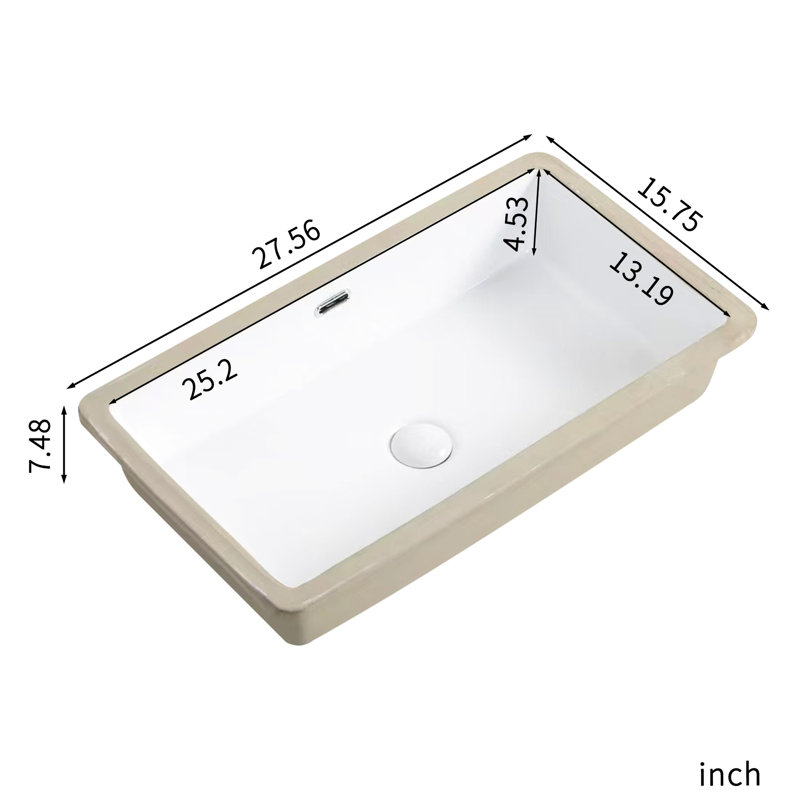 White 28 Inch Undermount Sink For Kitchen And Bathroom, Spacious Single Bowl, Smooth Finish With Topmount Modern , Solid Core