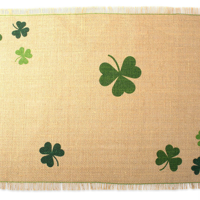 Poff Jute Shamrock Printed Table Runner
