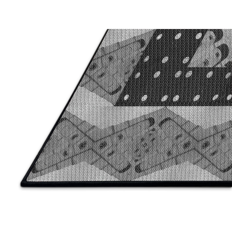 Tapis noir/gris tissé à la machine, Rectangle 8 pi x 10 pi