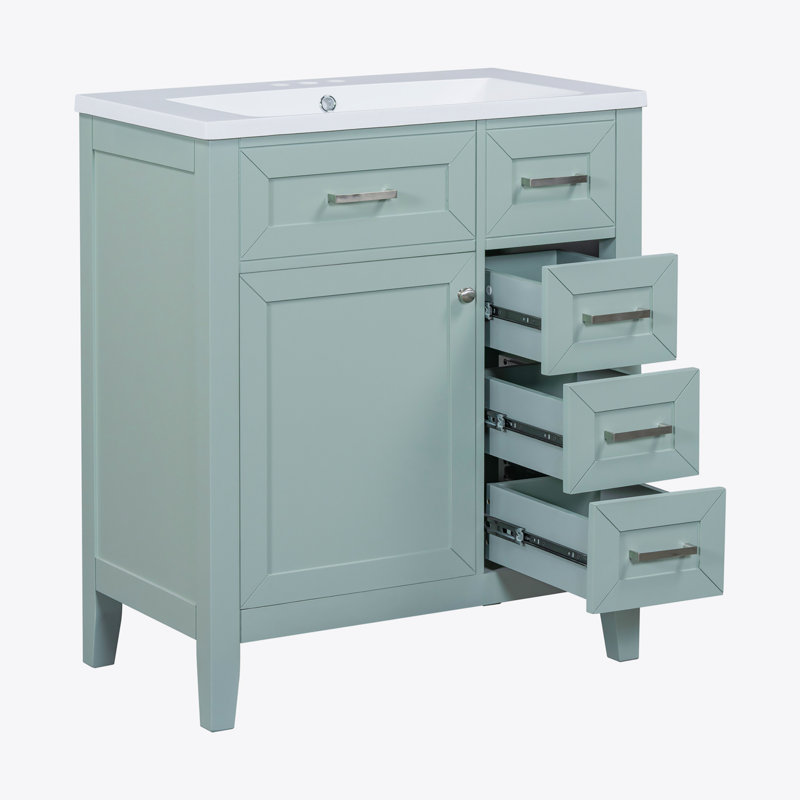 Armoire de salle de bain avec tiroirs 30 po, Vert