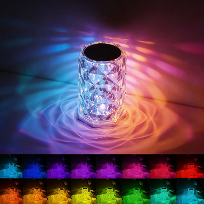 Lampe de table en cristal avec changement de couleur RVB, tactile et télécommande, veilleuse à intensité variable pour la chambre à coucher, le salon, l'éclairage ambiant pour le dîner, les bars, la salle de jeux