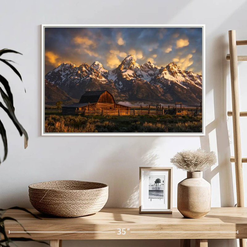 Mormon Row Barn, Cadre flottant blanc, 25 po x 17 po