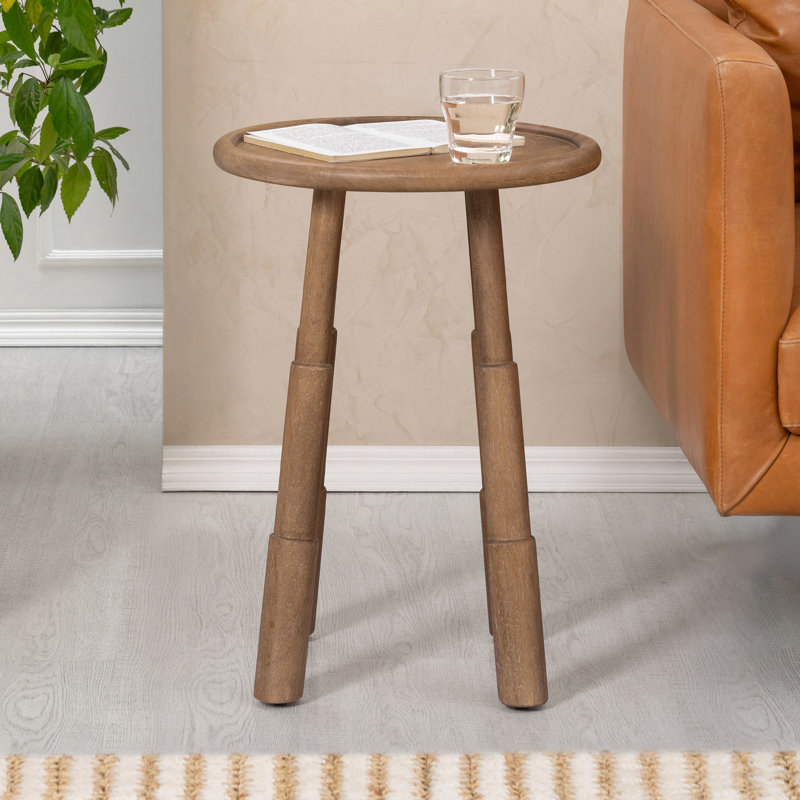 Bali Solid Wood Round Tray Top End Table