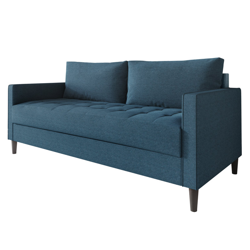 Canapé à accoudoirs carrés 74,60 po Newquay, 100 % polyester bleu