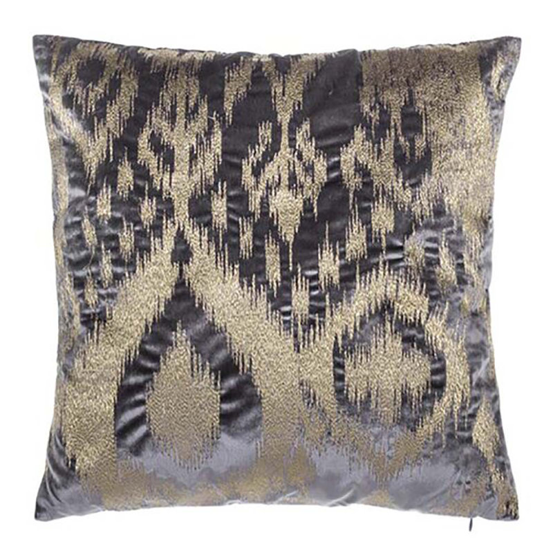 Astor Square Pillow Cover & Insert, Gray/Gold